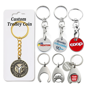 Promotional Gift Custom Your Brand logo Printing Soft Enamel Supermarket Shopping Cart Chip Trolly Token Coin Keychain