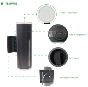 ETL ha elencato la luce <span class=keywords><strong>esterna</strong></span> dell'applique della parete del cortile del giardino IP65 AC120-277V 5CCT selezionabile <span class=keywords><strong>lampada</strong></span> da parete <span class=keywords><strong>esterna</strong></span> di controllo del <span class=keywords><strong>sensore</strong></span> - Product Image 2