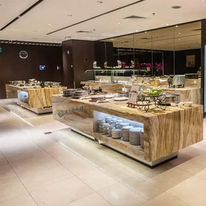 บริการออกแบบเคาน์เตอร์บุฟเฟ่ต์ร้านอาหารแบบกำหนดเอง สถานีบริการอุ่นอาหารแบบเหนี่ยวนำ โต๊ะอุ่นอาหารสำหรับบุฟเฟ่ต์  ตู้โชว์อาหาร โต๊ะบุฟเฟ่ต์โรงแรม - Product Image 2