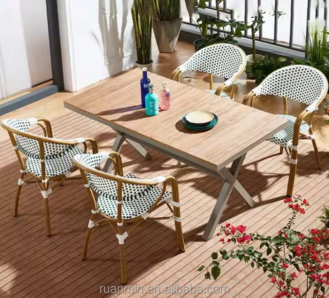 Modern Luxury Coffee Shop Rectangular Dining Table Aluminum Alloy