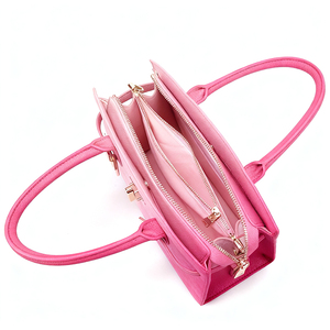 Sac à main en cuir PU haut <span class=keywords><strong>de</strong></span> gamme pour femmes avec motif <span class=keywords><strong>litchi</strong></span> Sac à bandoulière à fermeture à glissière <span class=keywords><strong>de</strong></span> grande capacité Doublure en polyester à deux poignées - Product Image 5