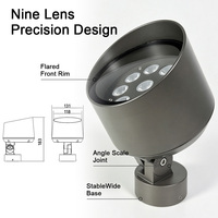 Projecteur LED d'extérieur 18W à optiques multi-lentilles, entièrement réglable, en métal, étanche, pour villa, hôtel, bâtiment, éclairage paysager