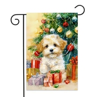 Drapeaux de jardin de Noël personnalisés en tissu polyester double face 12x18, anti-plis, vente en gros
