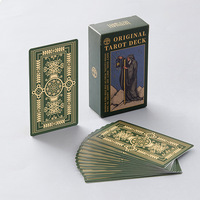 Impression personnalisée de jeu de tarot Rider-Waite, 350 g/m², toucher velours doux, 78 cartes, bords dorés à la feuille d'argent, guide inclus, compatible Kickstarter