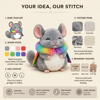 Peluche Totoro personnalisée OEM, jouet en peluche gris chinchilla avec col arc-en-ciel moelleux, animal en peluche doux, poupée mascotte, cadeau