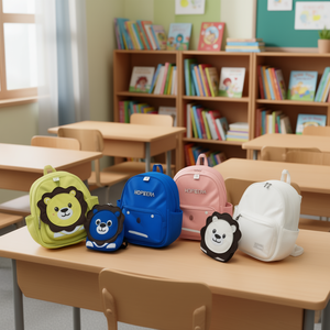 Homeera Kids Backpack 28x22x13cm Cartoon Lion Design Water Resistant Unisex For 3-6 Years All Seasons Fashion Style - Product Image 2