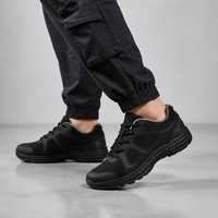 Chaussures tactiques basses noires, empeigne en mesh respirant, fermeture à lacets, semelle extérieure antidérapante MD, légères, pour la randonnée en plein air, pour hommes