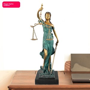 Estatua de Lady <span class=keywords><strong>Justice</strong></span>, diosa con los ojos vendados, escultura de cobre, artesanía, grabado de Metal de Navidad, adorno para el salón para bufetes de abogados - Product Image 2