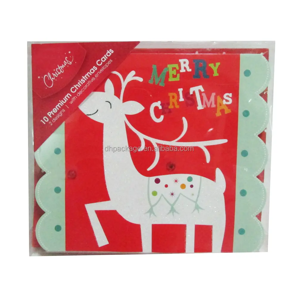 クリスマスギフトカード10枚クリスマスグリーティングカード工場供給高品質卸売