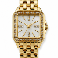 Montre OEM personnalisée avec logo, pour femme, style vintage, mouvement à quartz, résistante aux éclaboussures, boîtier rectangulaire en alliage, fermoir bijou, cadran en verre/PP avec pierres, cadeau