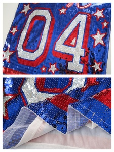 Women's Casual V-neck Half Sleeve Sequin T-shirt <strong>Top</strong> Star Number Long Cowboy Carter Sequin Jersey Shirts Mini Dress for Fans - Product Image 4