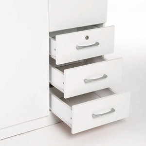 Chambre à coucher facile à assembler design de <span class=keywords><strong>casier</strong></span> étanche <span class=keywords><strong>blanc</strong></span> 3 portes ensemble de vêtements en bois avec trois tiroirs, <span class=keywords><strong>armoire</strong></span> <span class=keywords><strong>armoire</strong></span> - Product Image 6