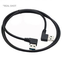 Cable USB 3.0 Premium de Ángulo Izquierdo a Izquierdo, Cable USB a USB de Alta Velocidad para Sincronización de Datos y Carga, Cable Trenzado de PVC para Computadora, Automóvil y Laptop