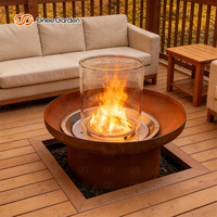 Table de foyer au gaz en acier Corten, finition rouillée naturelle, écologique, pour jardin extérieur, nouveau design