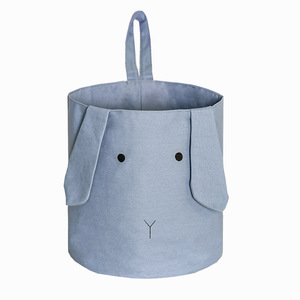 Panier de rangement en coton pour enfants, organisateur de jouets, type rond, 100% tissu en coton, blanc, taille moyenne et petite - Product Image 1