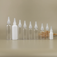 Flacon compte-gouttes transparent en PET avec bouchon à bec verseur pour huile capillaire, disponible en 50ml, 100ml, 150ml, 200ml, 250ml, 500ml