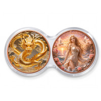 1 oz 999 Koin Tembaga Murni 2-pak Kapsul Infinity Naga Berwarna-warni Relief Tinggi Mitologi Yunani Kartun 3D Edisi Kolektor