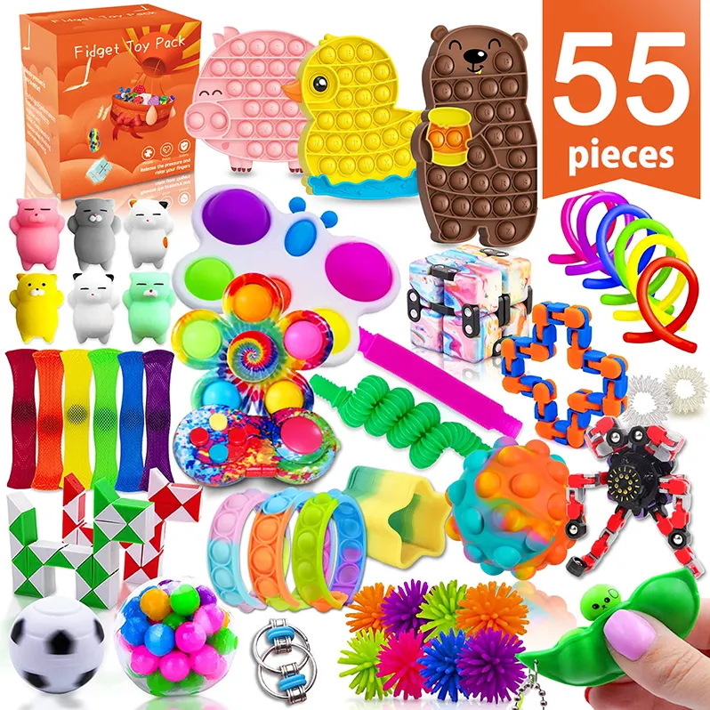 Wholesale 55 Pcs Anti Stress Squeeze Toy Sensory Christmas Fidget Toys Pack Set Advent Calendar anti Fidget Toys