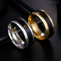 Bague de température de couple de température de mode, bague en acier au titane de température d'humeur, vente en gros de bijoux en acier inoxydable
