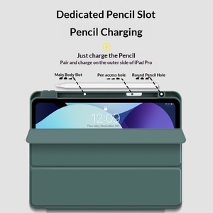 Étui pour <span class=keywords><strong>iPad</strong></span> avec support pour stylet, coque fine en TPU, Smart Cover pour <span class=keywords><strong>iPad</strong></span> <span class=keywords><strong>Pro</strong></span> 13 11 Air 10.9 Mini 7, support pliable à trois volets, protection et refroidissement - Product Image 3