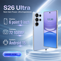 Smartphone S26 Ultra 5G Kamera Belakang 108MP Layar AMOLED Android 14 Quad Core Dual SIM Pengenal Wajah Pengisian Cepat 65W