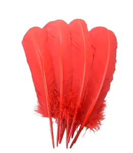 Natural Washed Bleached 25-30cm Red Turkey Round Wing Quill Dyed Turkey Feather For DIY Craft Costume Headdress Angle Wing
