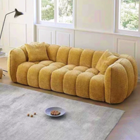 Sofás de Salón Color Calabaza, Estilo Francés Vintage Moderno Minimalista, Juego de Sofás en Tono Crema, Sofá Lineal para Apartamento