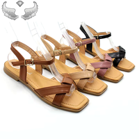 Nouvelles Arrivées Sandales plates de luxe sexy à lanières en cuir PU pour femmes et chaussures pour dames en stock Sandale Plate Pour Femme