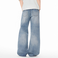 Jeans pour hommes de haute qualité, coupe large, bleu, style designer, coupe droite décontractée, effet délavé - Nouveauté