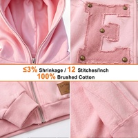 OEM Premium 100% Baumwolle Streetwear Schwergewicht Reißverschluss-Hoodie Distressed Ausgefranstes Applikations-Logo Übergroßer Vintage Herren Boxy Hoodie