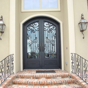 Portes d'entrée <span class=keywords><strong>en</strong></span> <span class=keywords><strong>fer</strong></span> <span class=keywords><strong>forgé</strong></span> pour appartement, design extérieur français moderne, dernières tendances, revêtement thermolaqué, double vitrage trempé, anti-effraction - Product Image 5