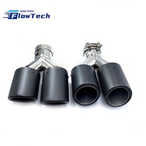 Punta de escape universal de 89 mm para coche, de acero inoxidable con cubierta de entrada y salida de fibra de carbono para decoración y modificación de vehículos - Product Image 2