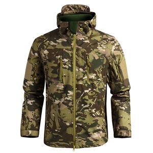 Ensemble veste et pantalon softshell rembourré en polaire multi-poches transfrontalier pour homme, veste tactique imperméable d'extérieur avec capuche et pantalon - Product Image 6