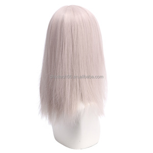 Perruque de cosplay du démon affamé <span class=keywords><strong>Kiga</strong></span> de The Lord Saint Da, simulant un cuir chevelu long et des cheveux gris-rose mi-longs - Product Image 4