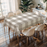 Nappe en tissu tissé à carreaux gingham rose, orange, jaune, beige, avec support en PVC+PU, imperméable, anti-taches, facile à nettoyer, épaisseur 0,5 mm