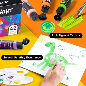 Ensemble <span class=keywords><strong>de</strong></span> <span class=keywords><strong>peinture</strong></span> tempera lavable 12 couleurs avec 6 pinceaux 2 palettes 1 seau <span class=keywords><strong>de</strong></span> lavage Non toxique Kit <span class=keywords><strong>de</strong></span> <span class=keywords><strong>peinture</strong></span> artisanale pour enfants - Product Image 5
