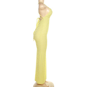 Nuovissimi Abiti Estivi Senza Maniche Sexy ed Eleganti con Schiena Scoperta e Lacci, Vestiti Casual Lunghi da <span class=keywords><strong>Donna</strong></span> - Product Image 5