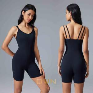 Femmes col en V poitrine coussin sport body pour été Fitness respirant tricoté cyclisme suspendu sangle Shorts Yoga combinaison - Product Image 1