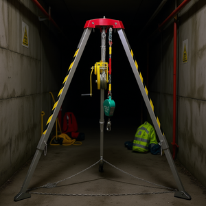 Trípode para cabrestante con patas de 8 pies, capacidad de 1800 lb, cable de acero de 98 pies, rescate en espacios confinados, aleación de aluminio, accionamiento manual - Product Image 2