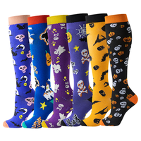 Chaussettes de compression à motifs variés dégradés pour la fête d'Halloween 2026, hauteur genou, pour la course, le yoga, les voyages et l'allaitement