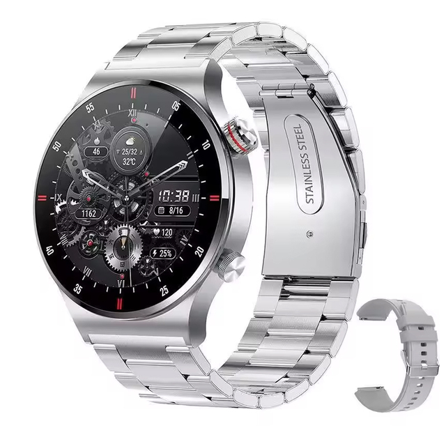 2024 QW33 1.28 Inch Round Screen Magnetic Charging Smart Watches NFC BT Calling Health Monitoring Smart Watch for Men Women