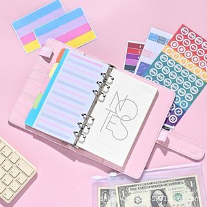 Hot bán A6 Macaron bìa cứng máy tính xách tay đơn giản dễ thương 6-lỗ Dây Kéo Túi 100 trang Sheets đối với trường hóa đơn thay đổi lưu trữ - Product Image 3