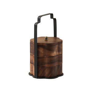 <b>Walnut</b> Wood Storage Box With Handle Rectangle Fruit Platter For Snacks And Dried Fruits - Product Image 5