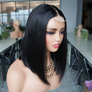 Wholesale <strong>Haosi</strong> 2x6 HD Lace Front Bob Wig 10 Inch Bone Straight Glueless Pre-Plucked Indian Virgin Hair 150% Density Brown - Product Image 4