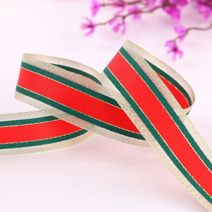 Pita Natal Benang Emas Merah Hijau 10-38Mm Strip Dekorasi DIY Bunga Kue Pembungkus Buket Pernikahan Pita Kemasan Hadiah - Product Image 1
