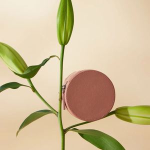 Boîte organisatrice en cuir véritable, petite, avec logo personnalisé, étui à bijoux rond de voyage - Product Image 2
