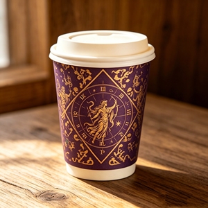 Gobelets à café jetables à double paroi imprimés sur mesure avec des motifs inspirés de la mythologie grecque et des couvercles - Product Image 4