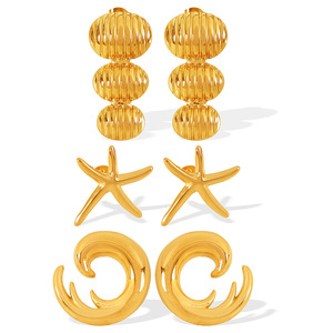 Starfish <b>Stud</b> Earrings 18K Gold Plated <b>Titanium</b> Steel Ocean Theme Women's Fashion Jewelry - Product Image 5