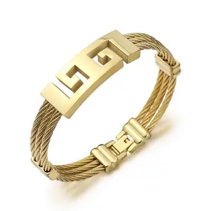 Commercio all'ingrosso impermeabile oro placcato 18k titanio bracciale gioielli oro arabo saudita braccialetto da polso