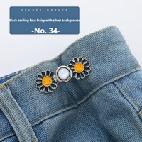 Celana pinggang pengencang kancing Jean dapat dilepas Jeans tidak menjahit pin dapat disesuaikan bunga aster celana instan kancing Jean